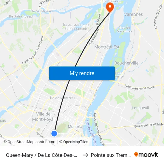 Queen-Mary / De La Côte-Des-Neiges to Pointe aux Trembles map