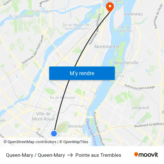 Queen-Mary / Queen-Mary to Pointe aux Trembles map