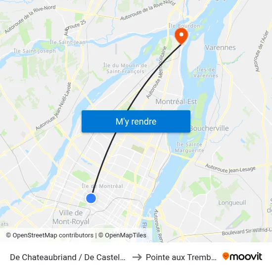 De Chateaubriand / De Castelnau to Pointe aux Trembles map