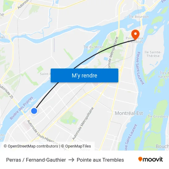 Perras / Fernand-Gauthier to Pointe aux Trembles map