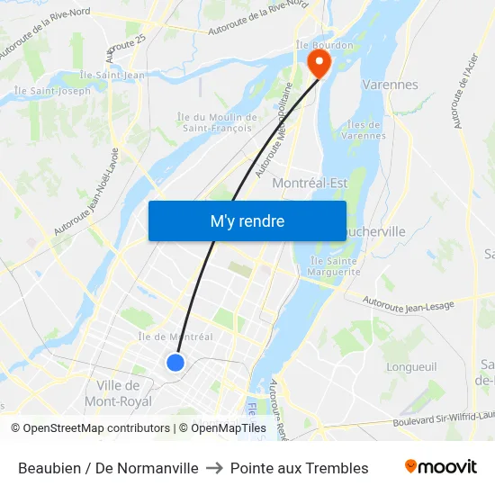 Beaubien / De Normanville to Pointe aux Trembles map
