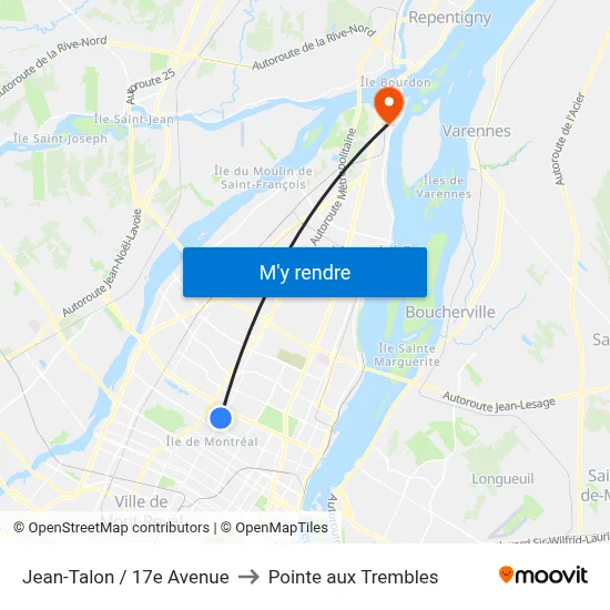 Jean-Talon / 17e Avenue to Pointe aux Trembles map