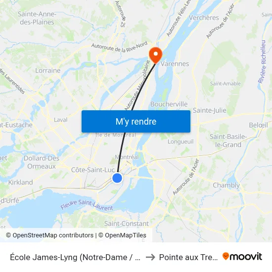 École James-Lyng (Notre-Dame / De Carillon) to Pointe aux Trembles map