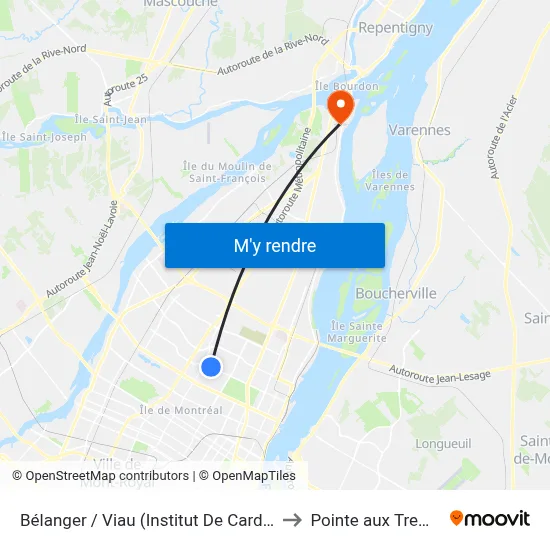 Bélanger / Viau (Institut De Cardiologie) to Pointe aux Trembles map