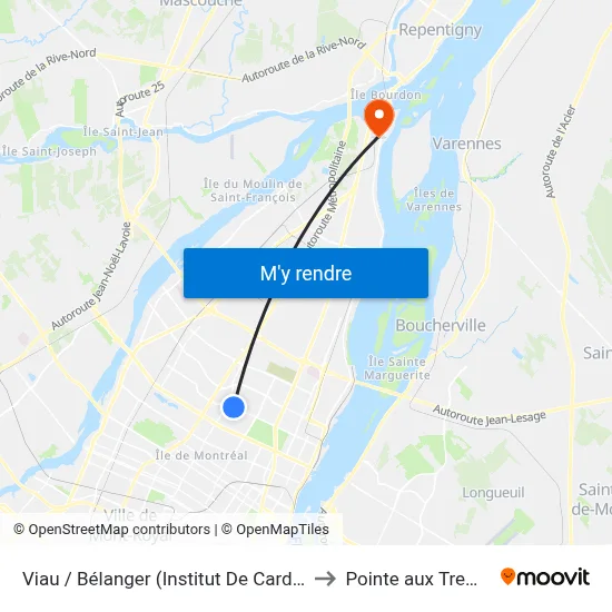 Viau / Bélanger (Institut De Cardiologie) to Pointe aux Trembles map