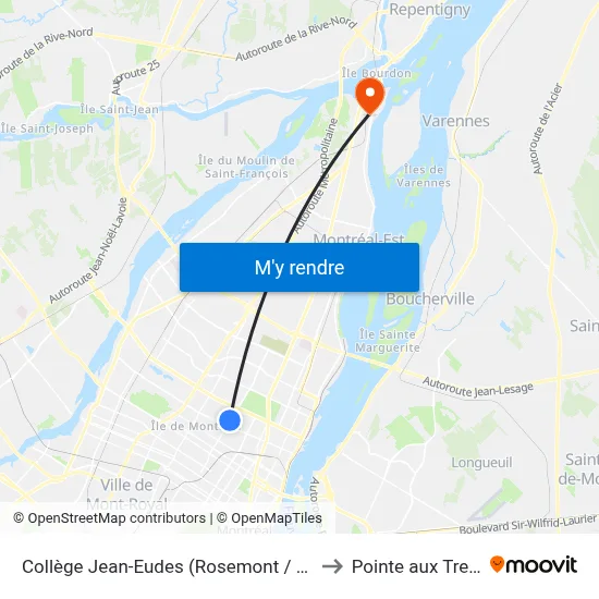 Collège Jean-Eudes (Rosemont / 14e Avenue) to Pointe aux Trembles map