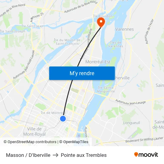Masson / D'Iberville to Pointe aux Trembles map