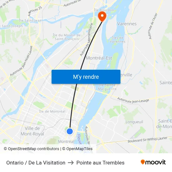 Ontario / De La Visitation to Pointe aux Trembles map