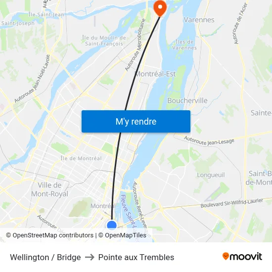 Wellington / Bridge to Pointe aux Trembles map
