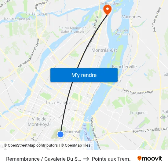 Remembrance / Cavalerie Du Spvm to Pointe aux Trembles map