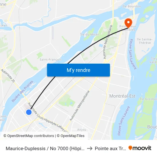 Maurice-Duplessis / No 7000 (Hôpital Rivière-Des-P to Pointe aux Trembles map