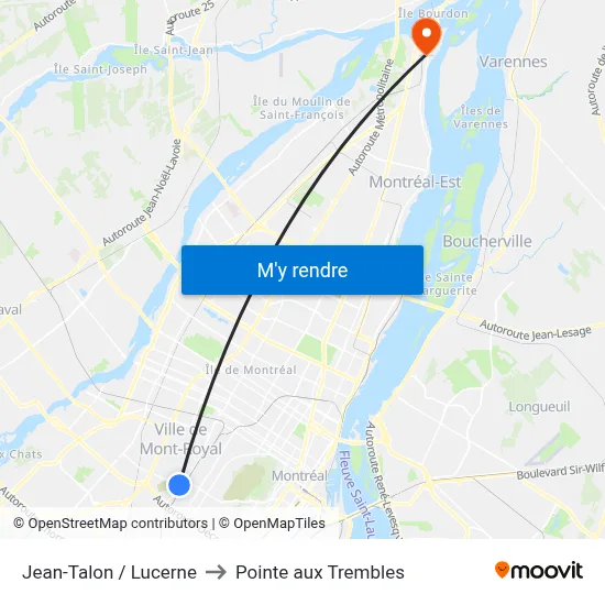Jean-Talon / Lucerne to Pointe aux Trembles map
