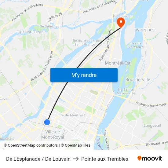 De L'Esplanade / De Louvain to Pointe aux Trembles map