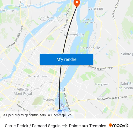 Carrie-Derick / Fernand-Seguin to Pointe aux Trembles map