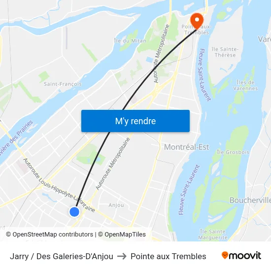 Jarry / Des Galeries-D'Anjou to Pointe aux Trembles map