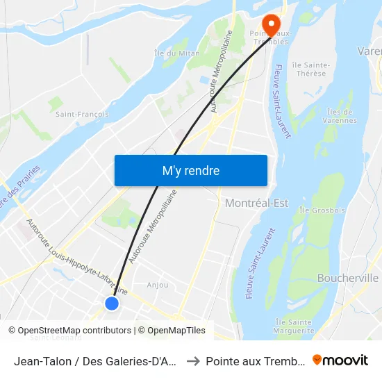 Jean-Talon / Des Galeries-D'Anjou to Pointe aux Trembles map