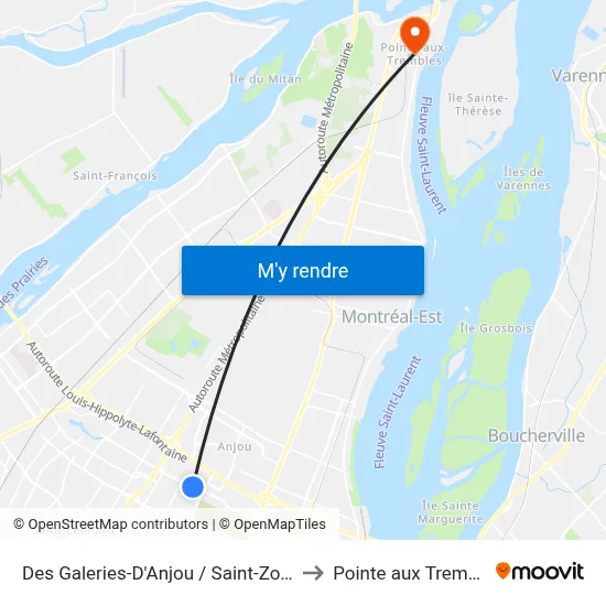 Des Galeries-D'Anjou / Saint-Zotique to Pointe aux Trembles map