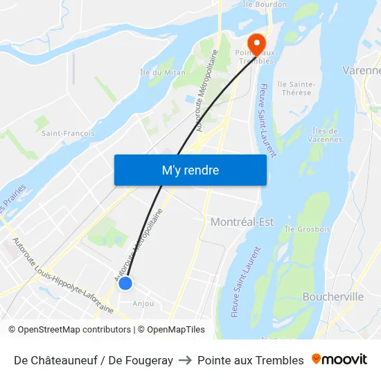 De Châteauneuf / De Fougeray to Pointe aux Trembles map