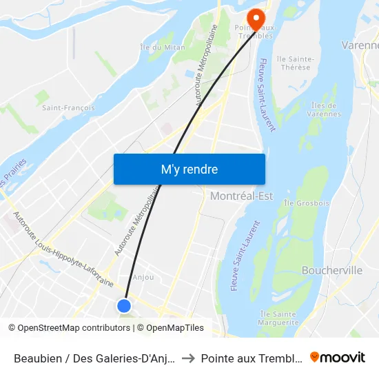 Beaubien / Des Galeries-D'Anjou to Pointe aux Trembles map