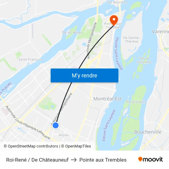 Roi-René / De Châteauneuf to Pointe aux Trembles map