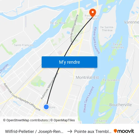 Wilfrid-Pelletier / Joseph-Renaud to Pointe aux Trembles map
