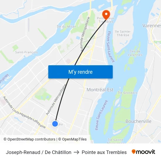 Joseph-Renaud / De Châtillon to Pointe aux Trembles map