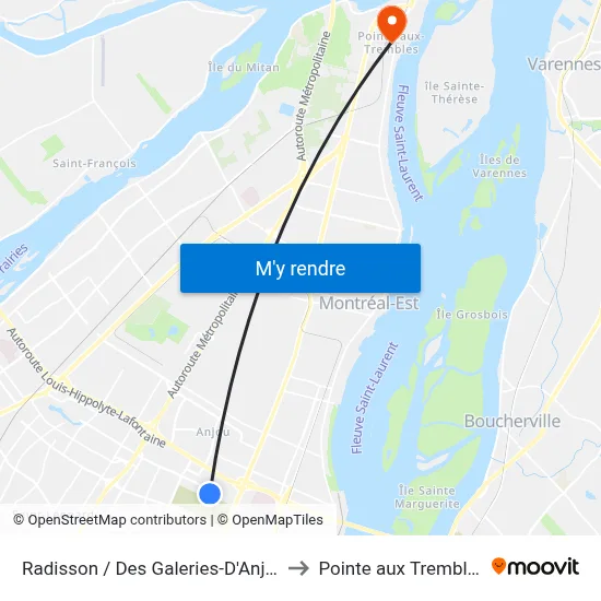 Radisson / Des Galeries-D'Anjou to Pointe aux Trembles map