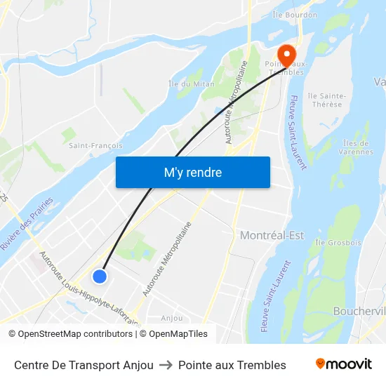 Centre De Transport Anjou to Pointe aux Trembles map