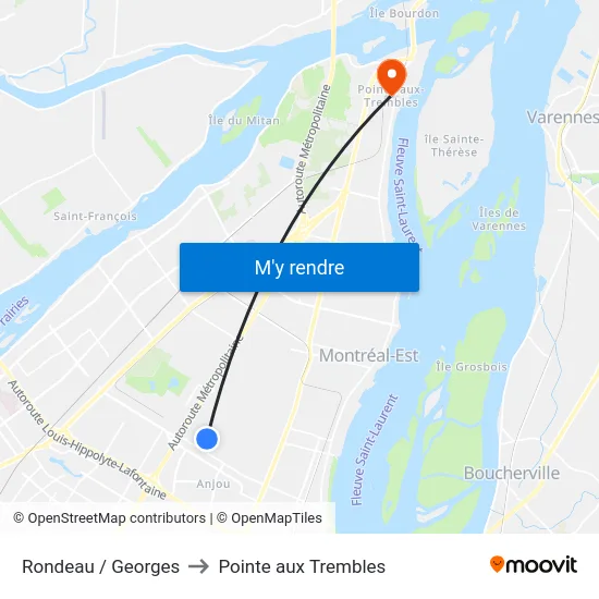 Rondeau / Georges to Pointe aux Trembles map