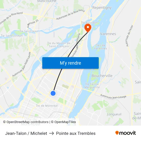 Jean-Talon / Michelet to Pointe aux Trembles map