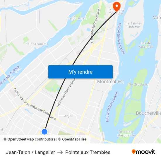Jean-Talon / Langelier to Pointe aux Trembles map