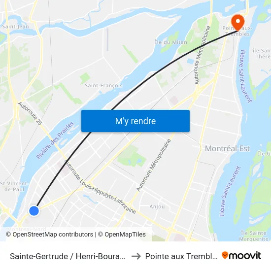 Sainte-Gertrude / Henri-Bourassa to Pointe aux Trembles map