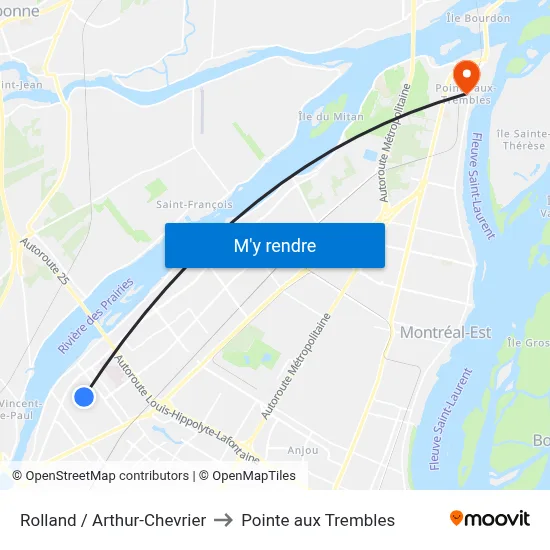 Rolland / Arthur-Chevrier to Pointe aux Trembles map