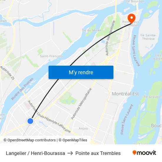 Langelier / Henri-Bourassa to Pointe aux Trembles map