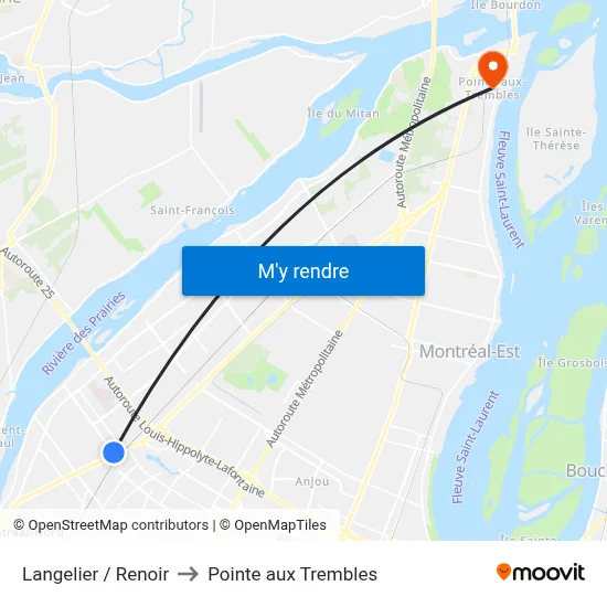 Langelier / Renoir to Pointe aux Trembles map