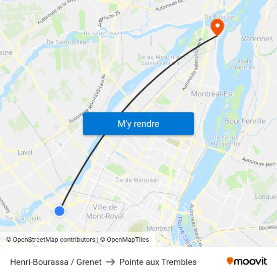 Henri-Bourassa / Grenet to Pointe aux Trembles map