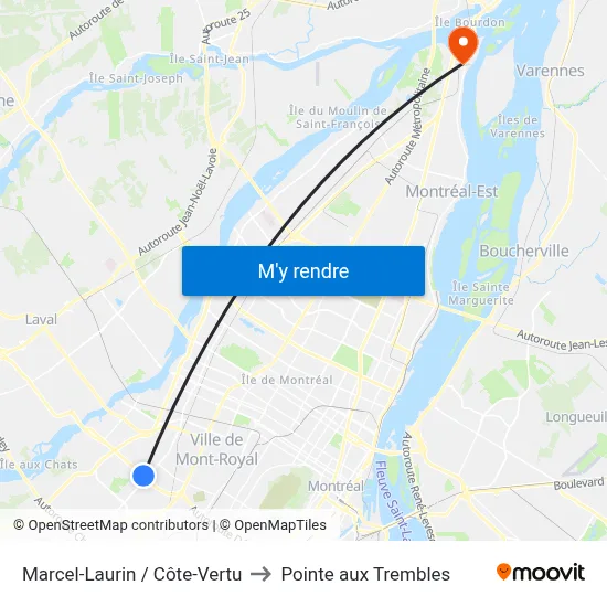Marcel-Laurin / Côte-Vertu to Pointe aux Trembles map