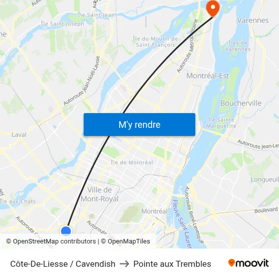 Côte-De-Liesse / Cavendish to Pointe aux Trembles map