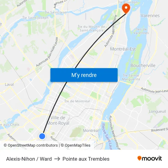 Alexis-Nihon / Ward to Pointe aux Trembles map