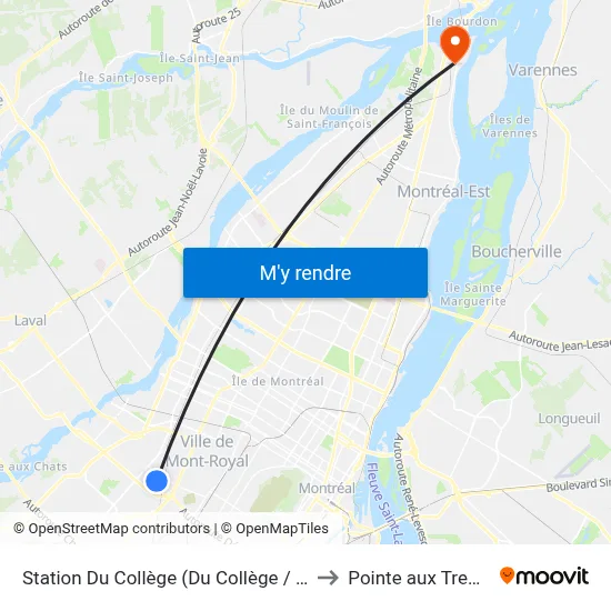 Station Du Collège (Du Collège / Décarie) to Pointe aux Trembles map