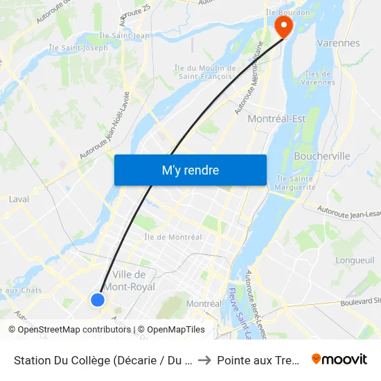 Station Du Collège (Décarie / Du Collège) to Pointe aux Trembles map