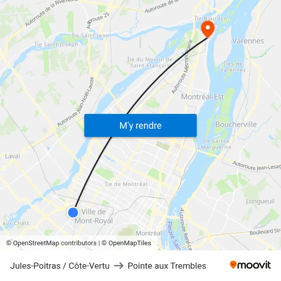 Jules-Poitras / Côte-Vertu to Pointe aux Trembles map