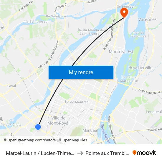 Marcel-Laurin / Lucien-Thimens to Pointe aux Trembles map