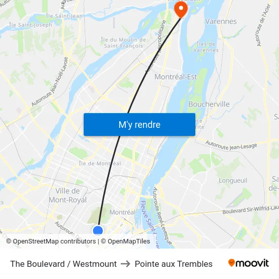 The Boulevard / Westmount to Pointe aux Trembles map