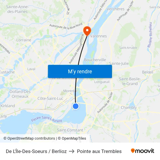De L'Île-Des-Soeurs / Berlioz to Pointe aux Trembles map