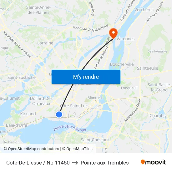 Côte-De-Liesse / No 11450 to Pointe aux Trembles map