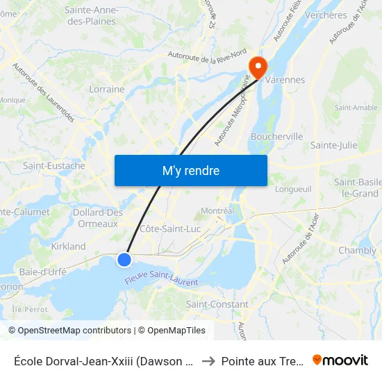 École Dorval-Jean-Xxiii (Dawson / No 1301) to Pointe aux Trembles map