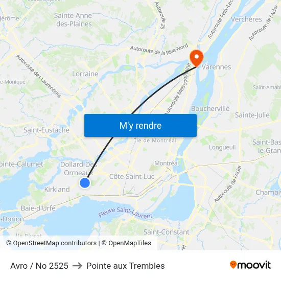 Avro / No 2525 to Pointe aux Trembles map