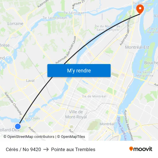 Cérès / No 9420 to Pointe aux Trembles map