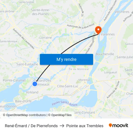 René-Émard / De Pierrefonds to Pointe aux Trembles map